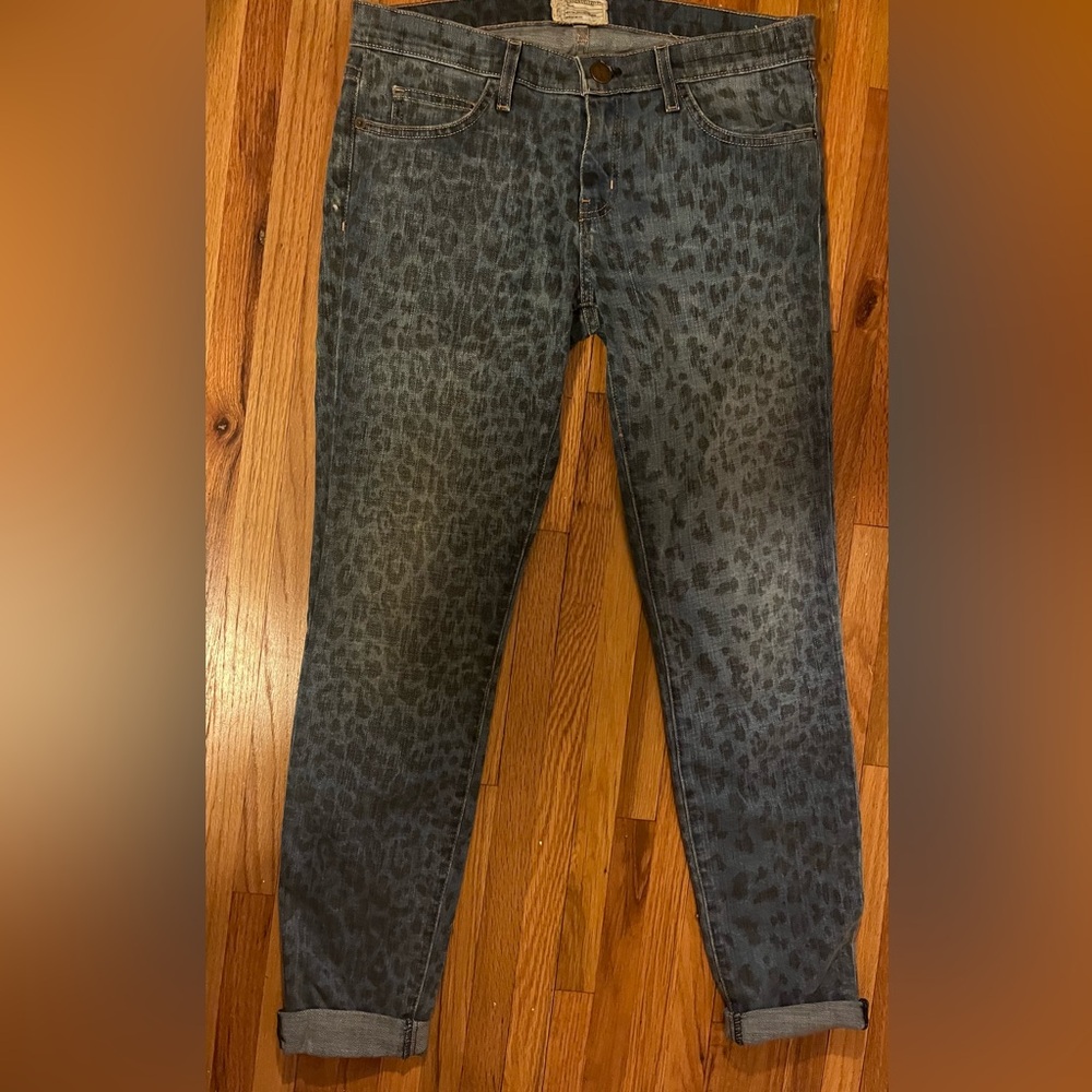 Current Elliott Skinny Jeans with Leopard design
